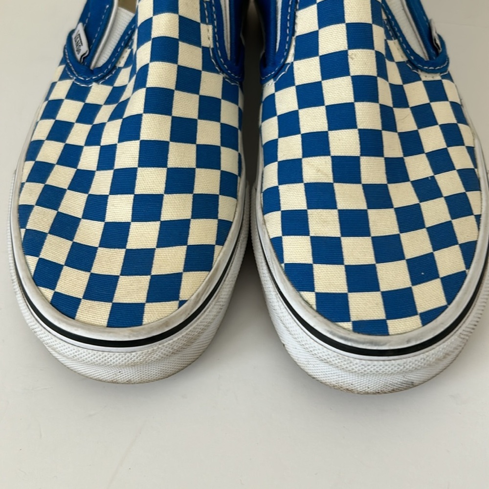 Vans Blue White Classic Checkered Print slip on size W6.5 M5 - Picture 7 of 7